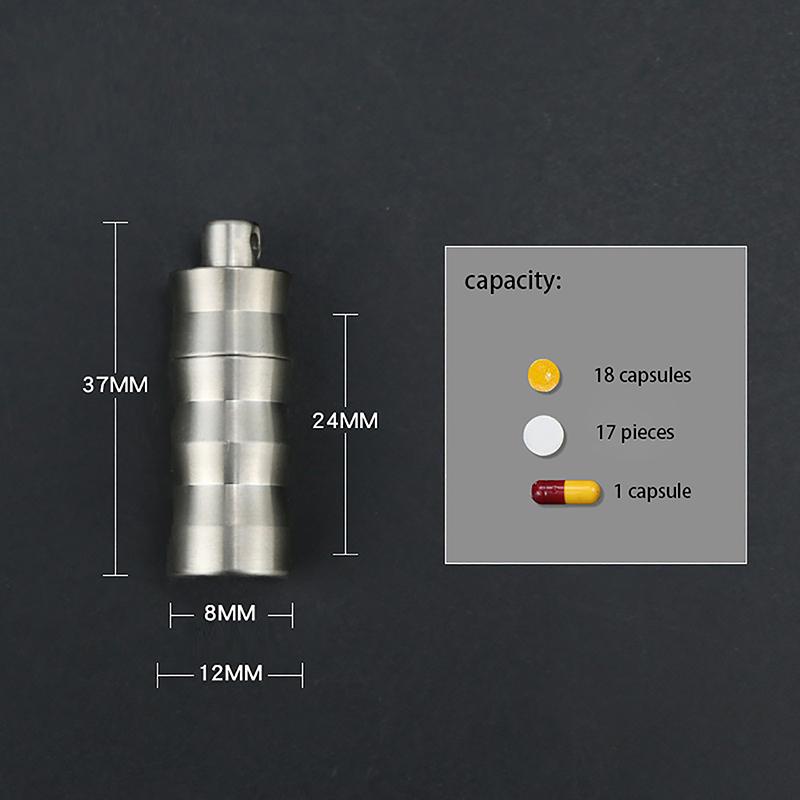 Capsule Scellée Mini Portable en Alliage de Titane Boîte à Pilules Étanche Camping Premiers Secours Pendentif EDC Contenant Organisateur pour Comprimés Médicaux