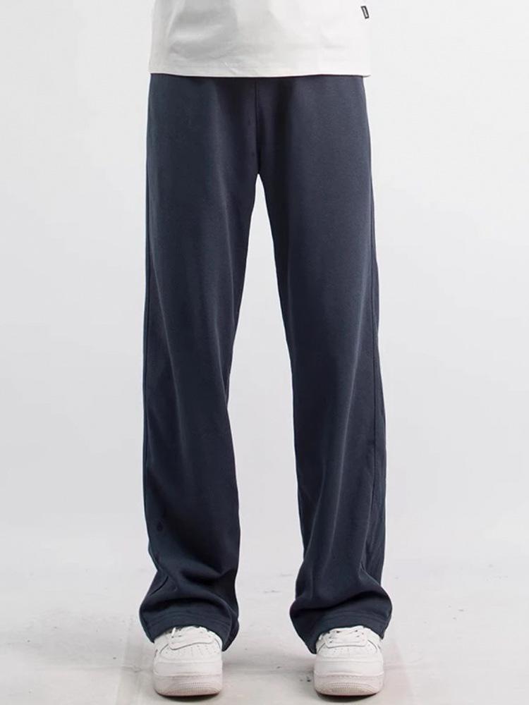 Men's Navy Blue Retro Sport Sweatpants - Narrow Straight Leg, Loose Fit, Autumn/Winter Casual Wear