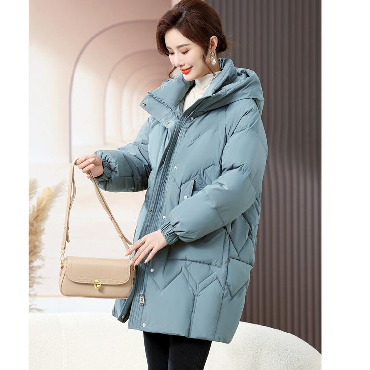 

Women s Down Jacket for Winter New Style Middle-aged and Elderly Mothers Thickened Mid-length White Duck Down Warm Jacket 4XL