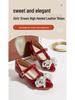 2025 Winter Crystal Flower Bow High Heels for Girls - Pointed Toe Leather Shoes for Small and Medium Children