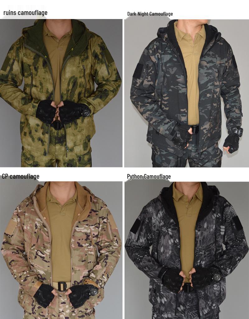 Men's Sharkskin Softshell Tactical Jacket: Windproof, Waterproof, Fleece-Lined for Autumn and Winter