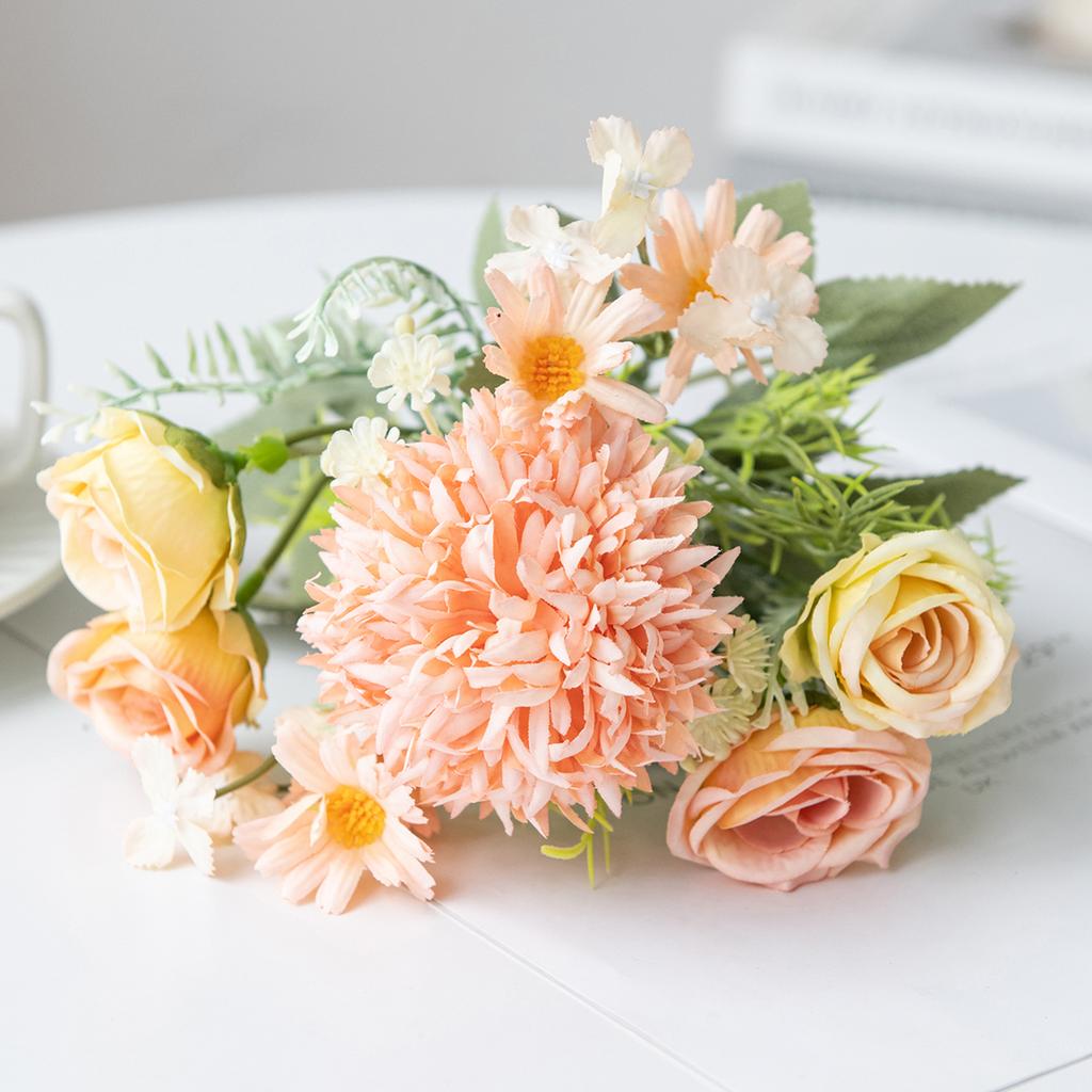 1/3PCS Artificial Flowers Wedding Home Room Decoration Bridal Bouquet Garden Fake Silk Roses Hydrangeas Vase Diy Gift Party Yard