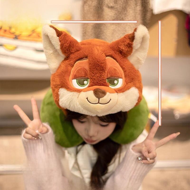 Zootopia Nick And Judy Cartoon Plush Hooded Neck Pillow With Pp Cotton For Kids