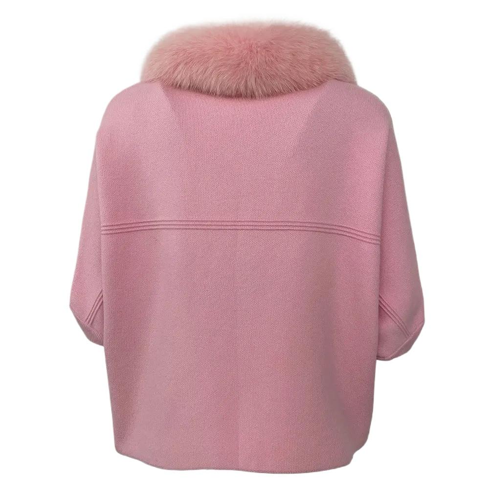OFTBUY 2024 Herbst Winter Echt Fuchs Waschbär Pelz Kragen Mantel Gestrickte Pullover Frauen Kurzarm Jacke Dicke Warme