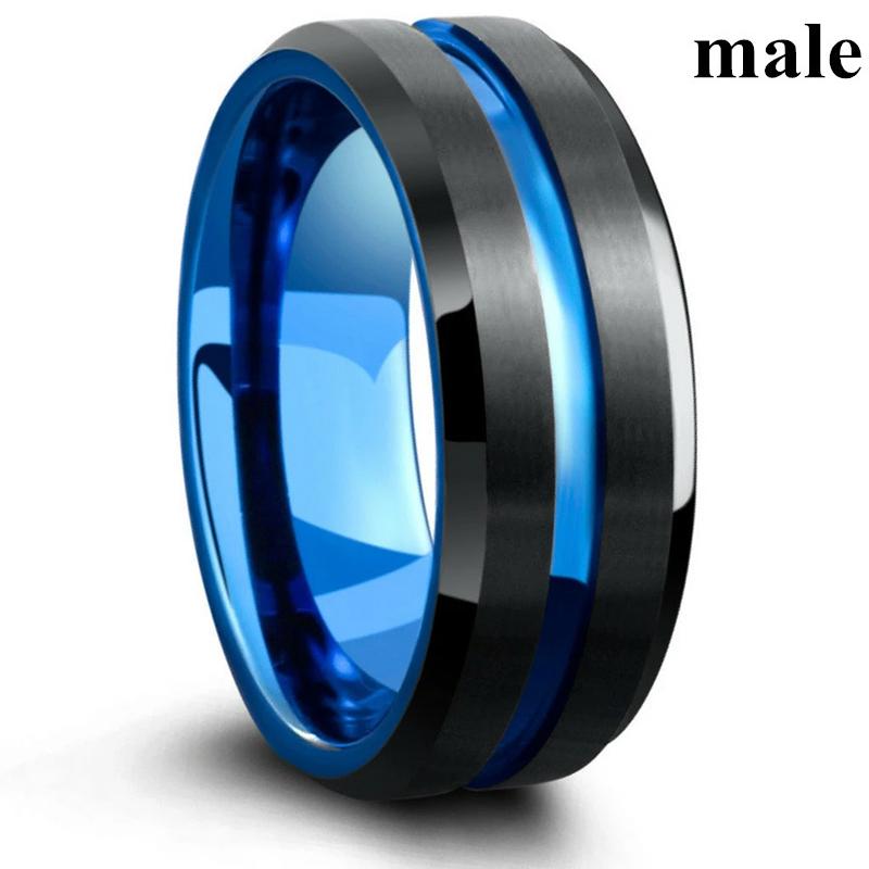 His and Hers Couple Rings Black Gold Color Womens Purple Zircon Wedding Ring Titanium Steel Mens Ring Wedding Band Jewelry Gifts