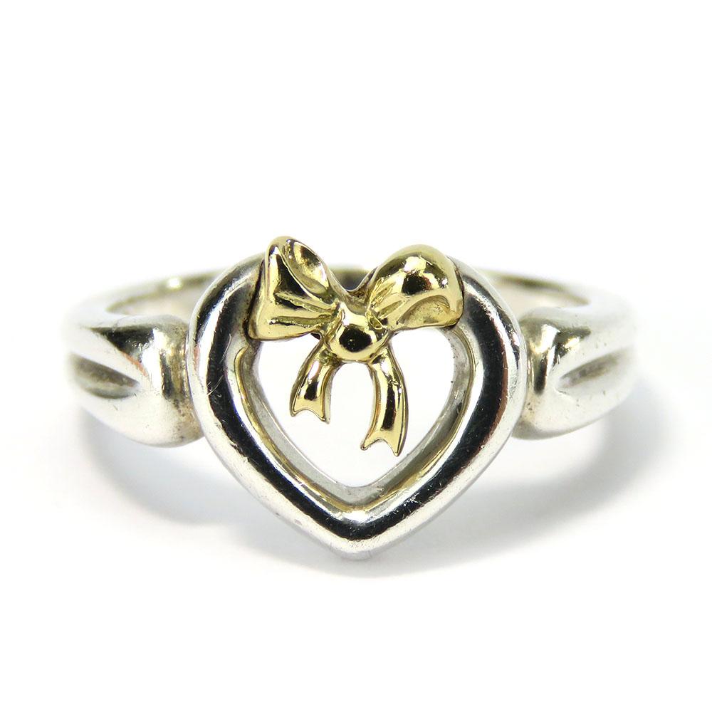 Used TIFFANY&Co. Ring Heart Ribbon EU#50.5 Silver925/K18 Yellow Gold 3.5g Silver Yellow Gold