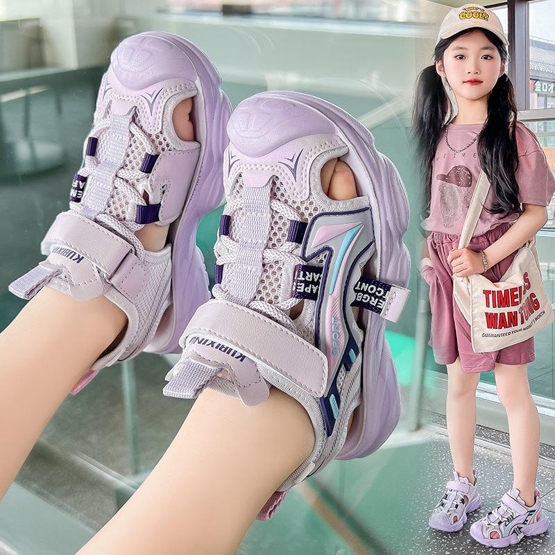 Kids' Non-slip Closed-toe Sports Sandals with Velcro - Soft Sole Beach Shoes for Boys & Girls, Toddlers To Big Kids