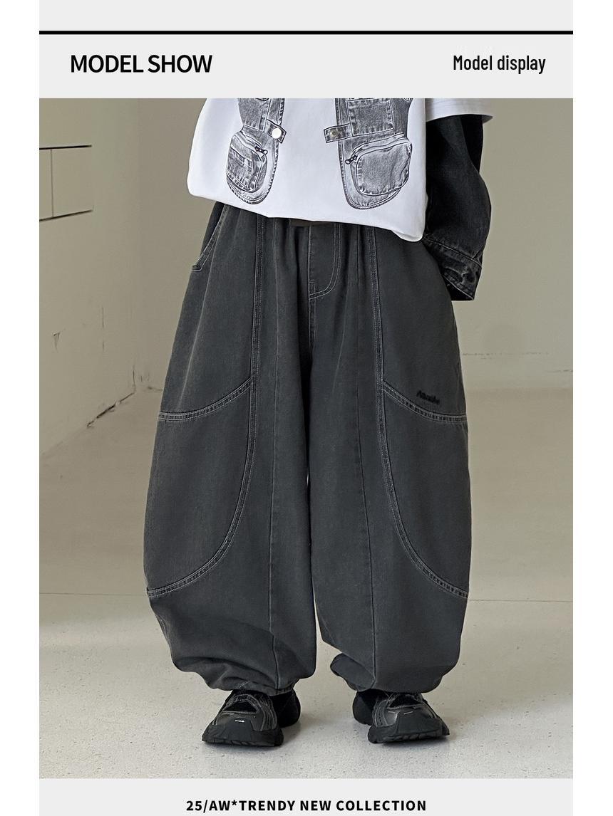 

Children s Denim Scimitar Pants: Punk Embroidered Straight-Leg for Spring & Autumn 2025 - Trendy Boy s Fashion. 160 cm чёрный