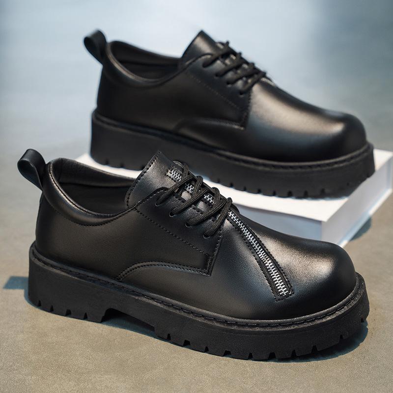 

British platform casual leather shoes derby shoes 46 чорний