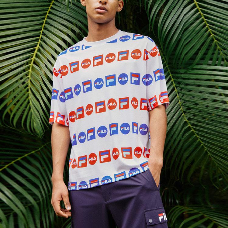 Fila Logo Print Sports Loose Round Neck Short Sleeve T-Shirt Men Tops Standard-White F51M128154F-WT