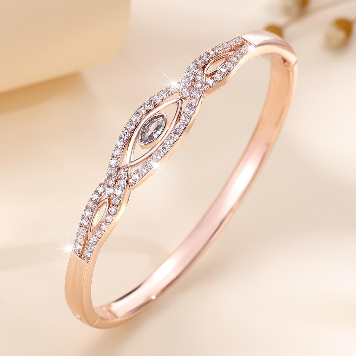 High-end, Elegant and Versatile Cross Oval Micro-stone Women s Bracelet 17CM