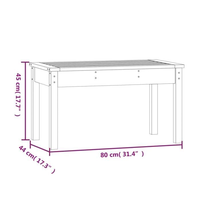 VidaXL Banc de jardin noir 80x44x45 cm bois massif de pin 824001