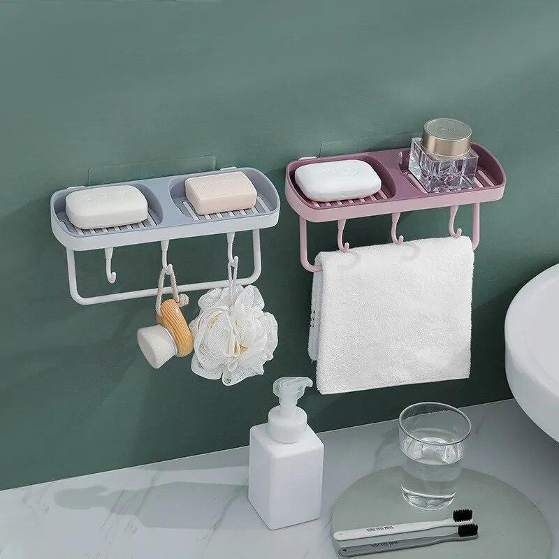 1pc Bathroom Soap Holder, Wall Mounted Multifunctional, Placement And Suspension, Wall Mounted No Punch Soap Dish
