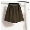 Autumn Winter Women Woolen Blend Shorts Culottes Ladies Black Coffee Elastic Waist Wide Leg Short Pants Plus Size