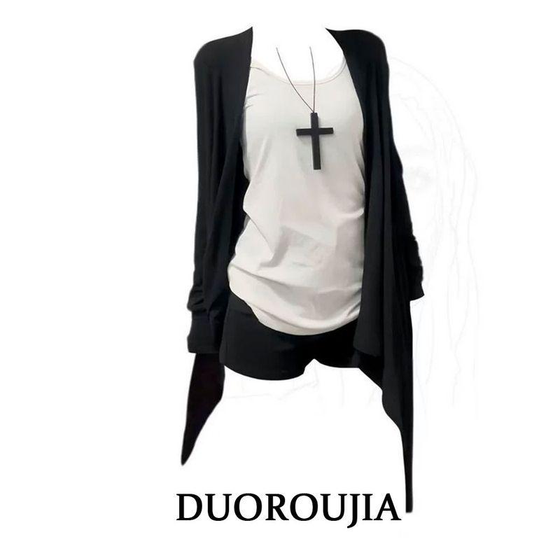 

Plus Size Women s Clothing Plus Size Ladies Black Asymmetrical Hem Cardigan Blouse Female Fall Slim Fit Slim Looking Minimalist Vest Tops White Sling [Free Shipping Insurance] M