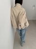 Women's Casual Suede-Like Long Sleeve Zip-Up Jacket, Retro Loose-Fit Stand Collar Coat for Fall, inbyin