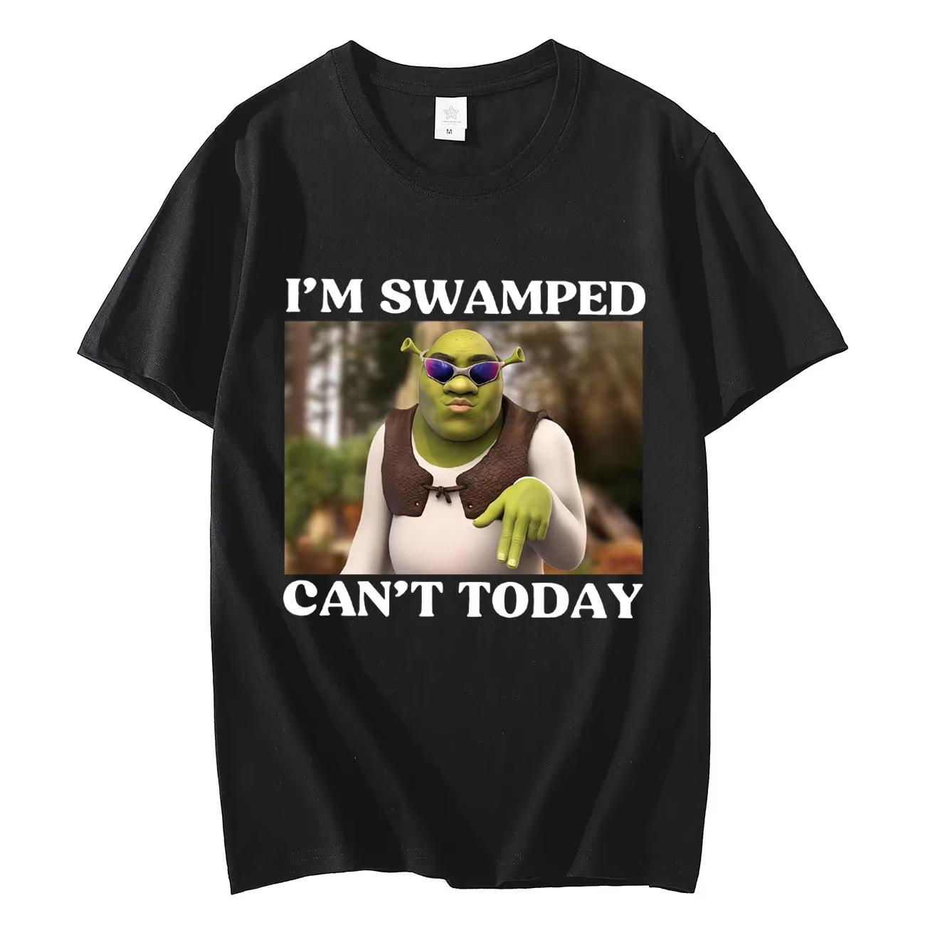

Can t Today I m Swamped Funny Shrek Meme T-shirts Harajuku Cartoon Style Short Sleeve T-shirt Men Women Fashion Casual T Shir... S разноцветный