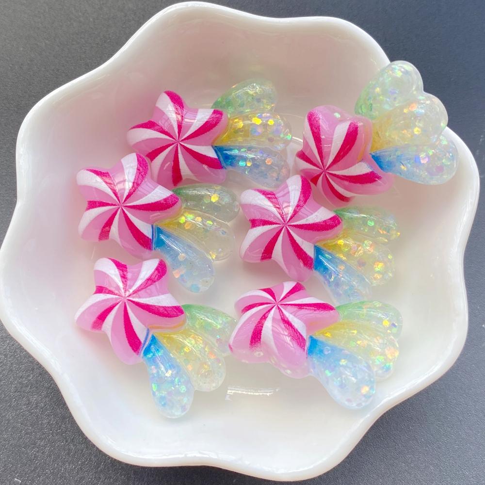 10pcs Resin Kawaii Cute Shiny Colorful Stars Rainbow Flat Back Stones Applique DIY Wedding Home Decor DIY Jewelry Making