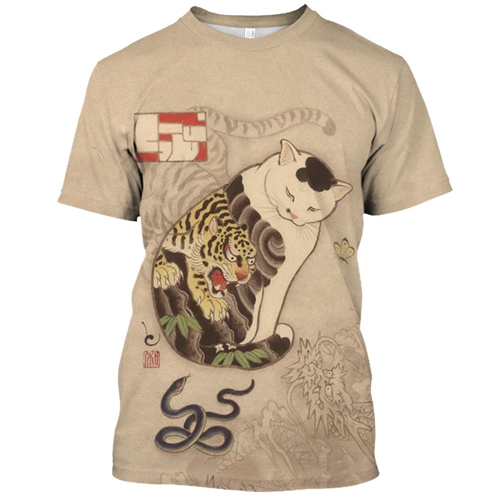 

Мужская футболка с рисунком аниме кота, графический 3D принт, футболки, повседневные свободные футболки с короткими рукавами, мужская одежда больших размеров, топы, новинка на открытом воздухе 6XL