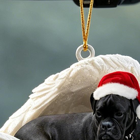 2Pcs Sleeping Dog Car Hanging Ornament, Acrylic 2D Flat Pendant, Cute Animal Rearview Mirror Charm, Christmas Gift Keychain