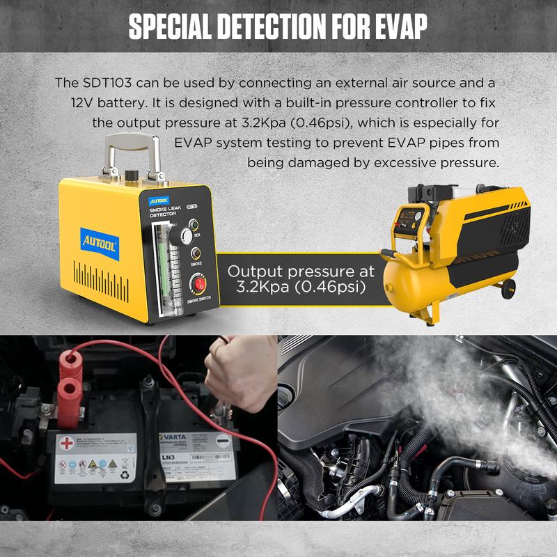 

AUTOOL SDT103 Smoke Machine Leak Detector EVAP System Automotive Smoke Machine Leak Detector Oil Pipeline Leakage Tester Tool