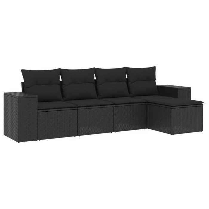 VidaXL Salon de Jardin avec Coussins 5 pcs, Canapés de Terrasse, Ensemble de Meubles de Patio, Mobilier d'Extérieur, Noir 3222484