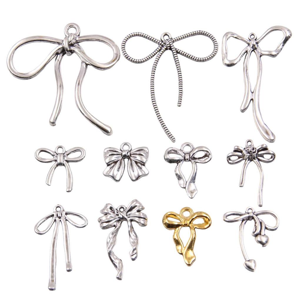 23 Styles Bowknot DIY Alloy Hollow Pendant Charm for Handmade Necklace & Bracelet