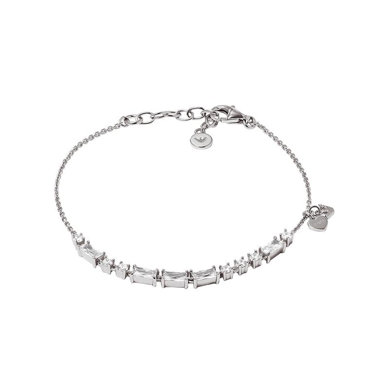 Emporio Armani Morse Code Series Shiny Light Luxury 925 Silver Zircon Bracelet Women bracelet EG3605040 Basic Packaging-Box