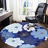 1pc Floral Blue Office Round Area Rug,  Mat Suitable For Office, Under Office Chairs Bedroom Living Room Home Decor, Room Deco