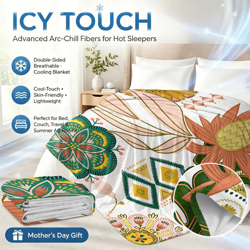 Bohemian tropische florale Kühlende Decke, Leichte Boho Sommerdecke, Atmungsaktive Kühle Decke für lebendiges Schlafzimmer