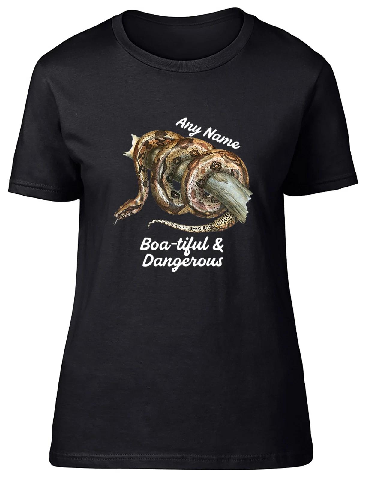 Personalised Any Name Boa-tiful & Dangerous Snake Womens T-Shirt Ladies Gift Tee L