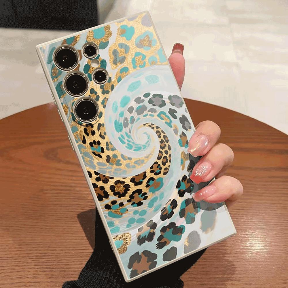 Swirling Leopard Print Pattern Case for Samsung Galaxy S25 S24 Ultra S23 S22 S21 S20 FE Plus Soft TPU Slim Fit Shockproof Cover