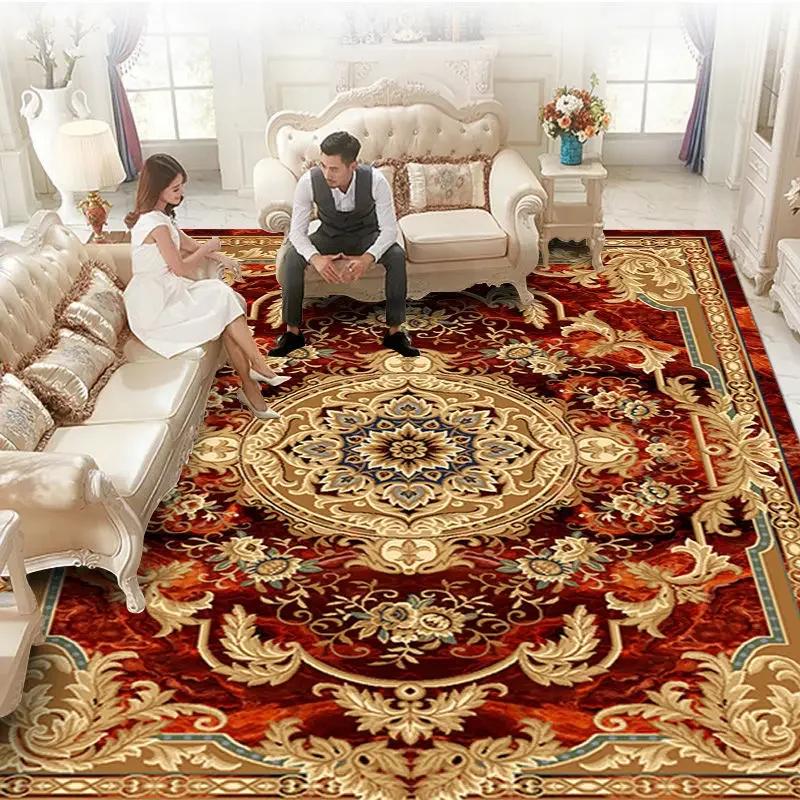 European Style Large Size Household Carpets for Living Room Decorative Rug Carpets for Bed Room Washable Non-slip Floor Mat Blue
