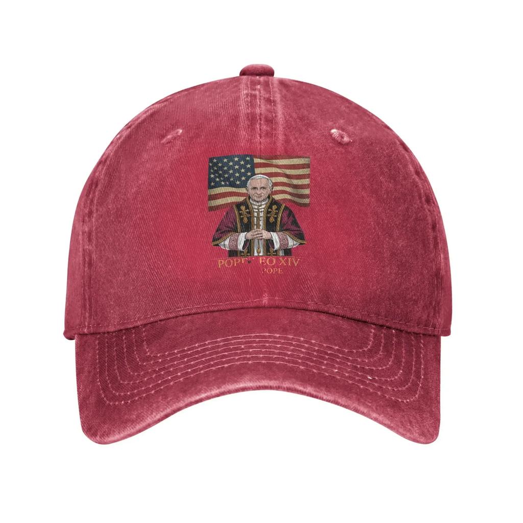 Vintage God Bless Pope Leo Baseball Caps Men Women Distressed Cotton Headwear American Outdoor Workouts Unstructured Soft Cap