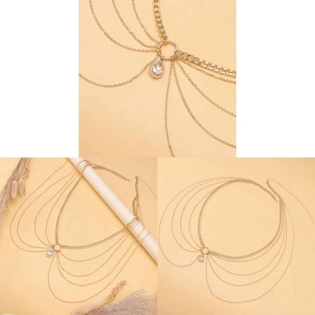 Geometric Body Chain For Women With Water Diamond Embellishments Summer Fashion Jewelry