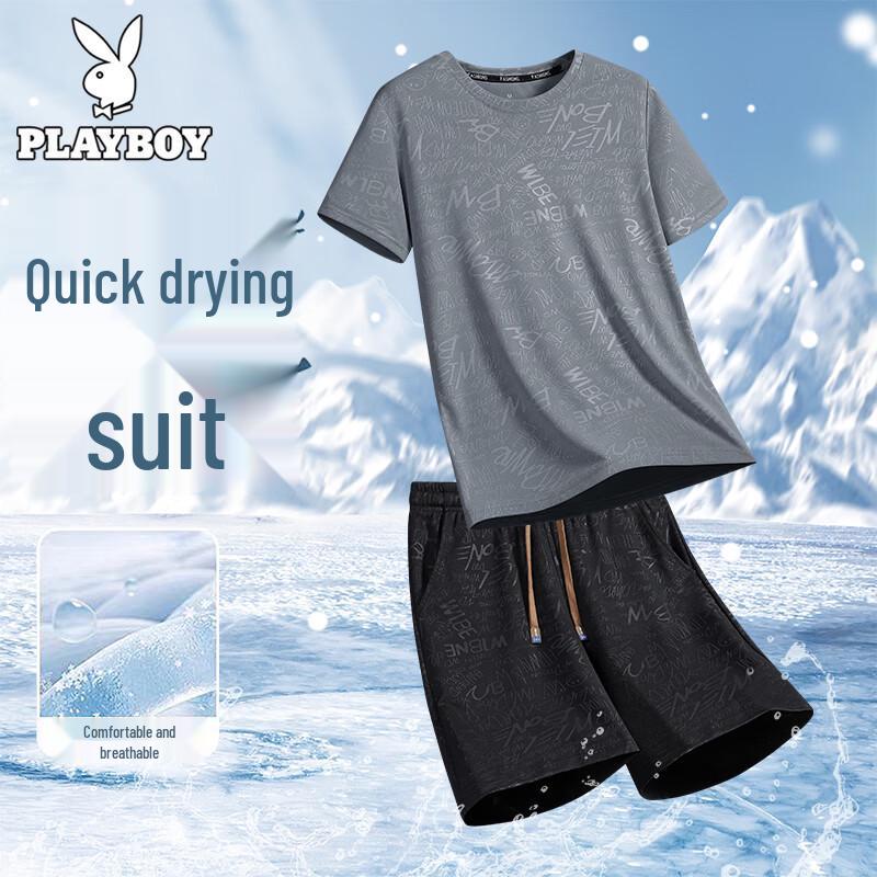 PLAYBOY Men s Summer Athletic T-Shirt & Shorts Set 2XL