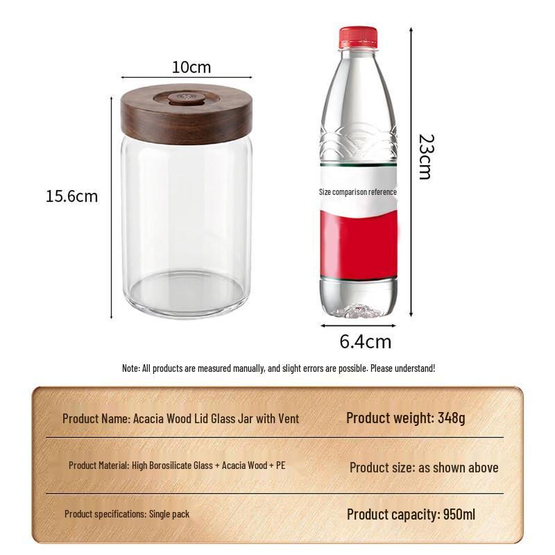 Baijie Borosilicate Glass Airtight Storage Canister with Acacia Wood Lid