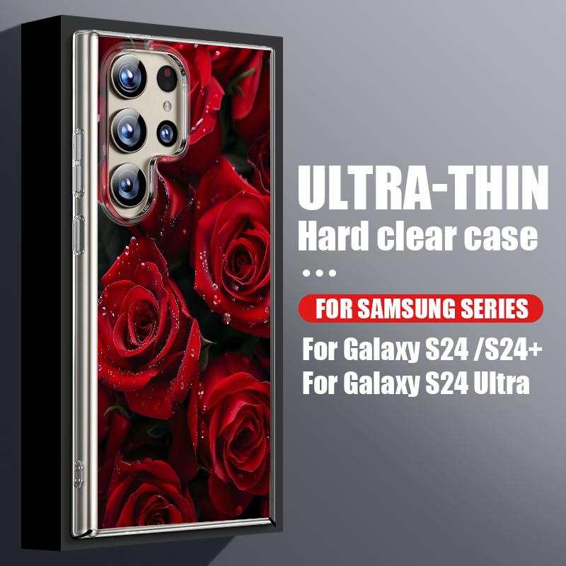 

Червона Троянда Квітковий Чохол Для Samsung Galaxy S26 S25 S24 Ultra S23 S21 FE S22 Plus A53 A54 A34 A15 A25 A35 A55 A26 A36 A56 5G Тонкий Прозорий Жорсткий Чохол Samsung S25 Plus прозорий
