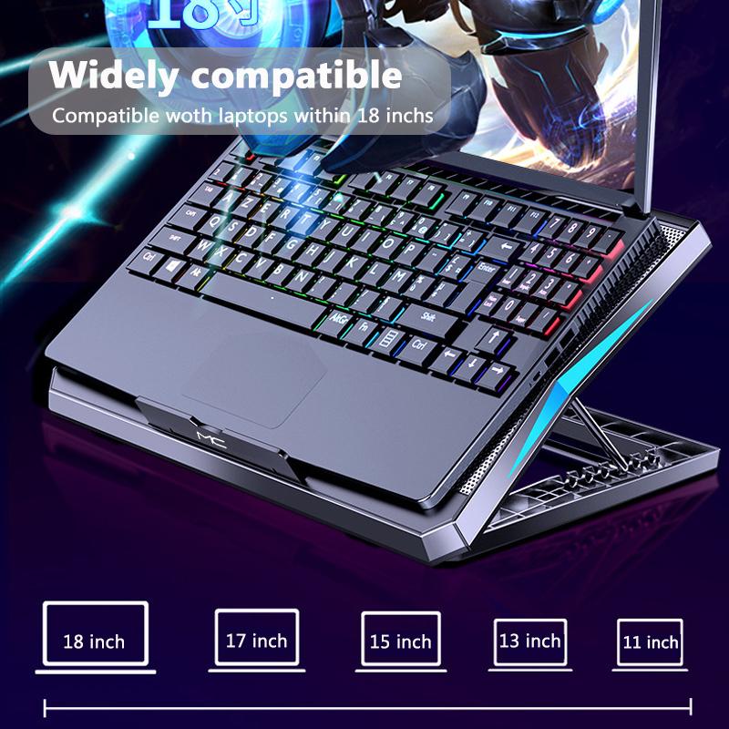Gaming PC Adjustable Laptop Cooler USB Mute Laptop Cooling Pad Support Notebook Stand With Six Fan For Macbook Pro Laptop