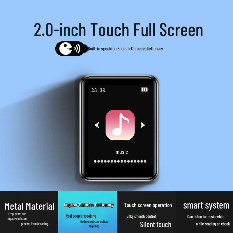 New Full Touch MP3/MP4 Bluetooth Music Player with External Speaker & English Word Lookup
