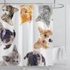 Cat dog funny Cartoon Creative Personality shower curtains Cute 3D Printed pvc fabric with hooks waterproof bathroom decoration