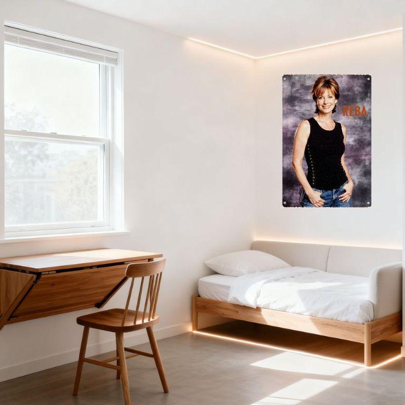 Reba Short Light Brown Hair Woman Portrait Metal Tin Sign Promotional Professional Photo Vintage Wall Decor for Bar Club Cafe Ho