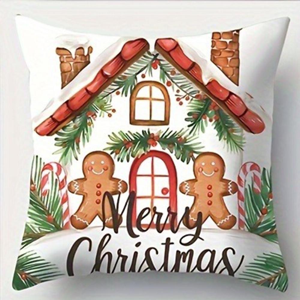 Christmas Gingerbread Hut Pillowcase Merry Christmas Decoration Sofa Cushion Suite Room Home Decoration New Year Gift