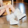 Moon MOOON thick-soled inner height increase snow boots women's 2025 winter thickened warm waterproof cotton boots non-slip tube mouth hair