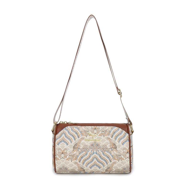 

Логотип кенгуру в китайском стиле с модным принтом на широком ремешке, высококачественная женская сумка с золотой фурнитурой, вместительная сумка в стиле ретро