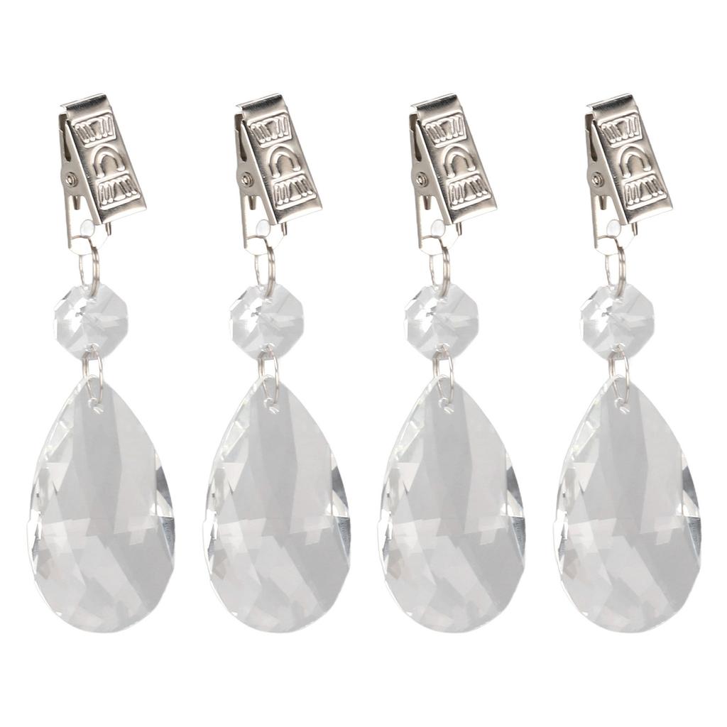 Wassertropfen Tischdeckenbeschwerer mit Metallclip-Set Kristallglas Tropfenprismen Anhänger Tischdeckenbeschwerer für