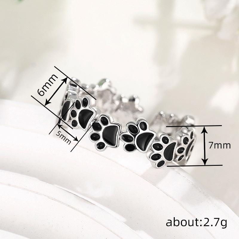 Cute Cat Claw Ring Woman, Oil-Dripping Paw Print Fashion Ring, Sweet Daily Wear Jewelry