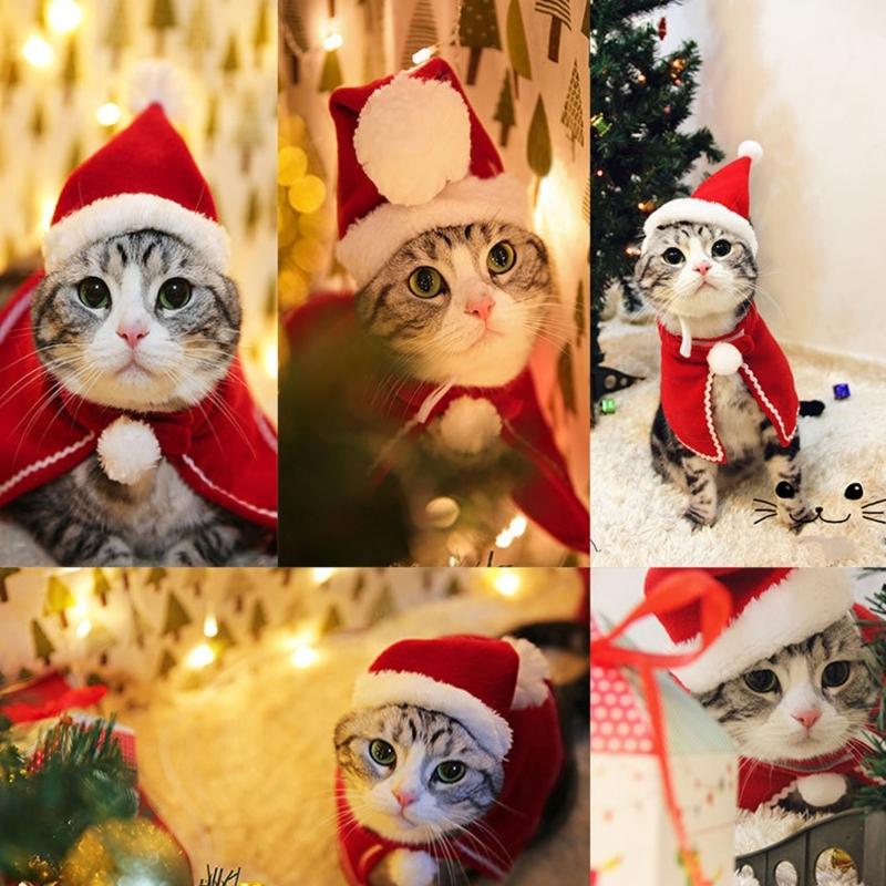 Holiday Pet Cloaks Outfit Christmas Comfortable Washable Polyester Cats Apparels Photo Props