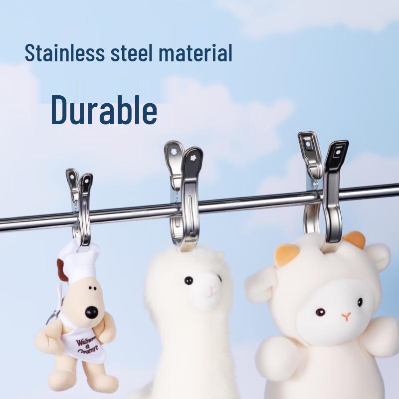 Deli Stainless Steel Windproof Clothes Clips (4-pack)