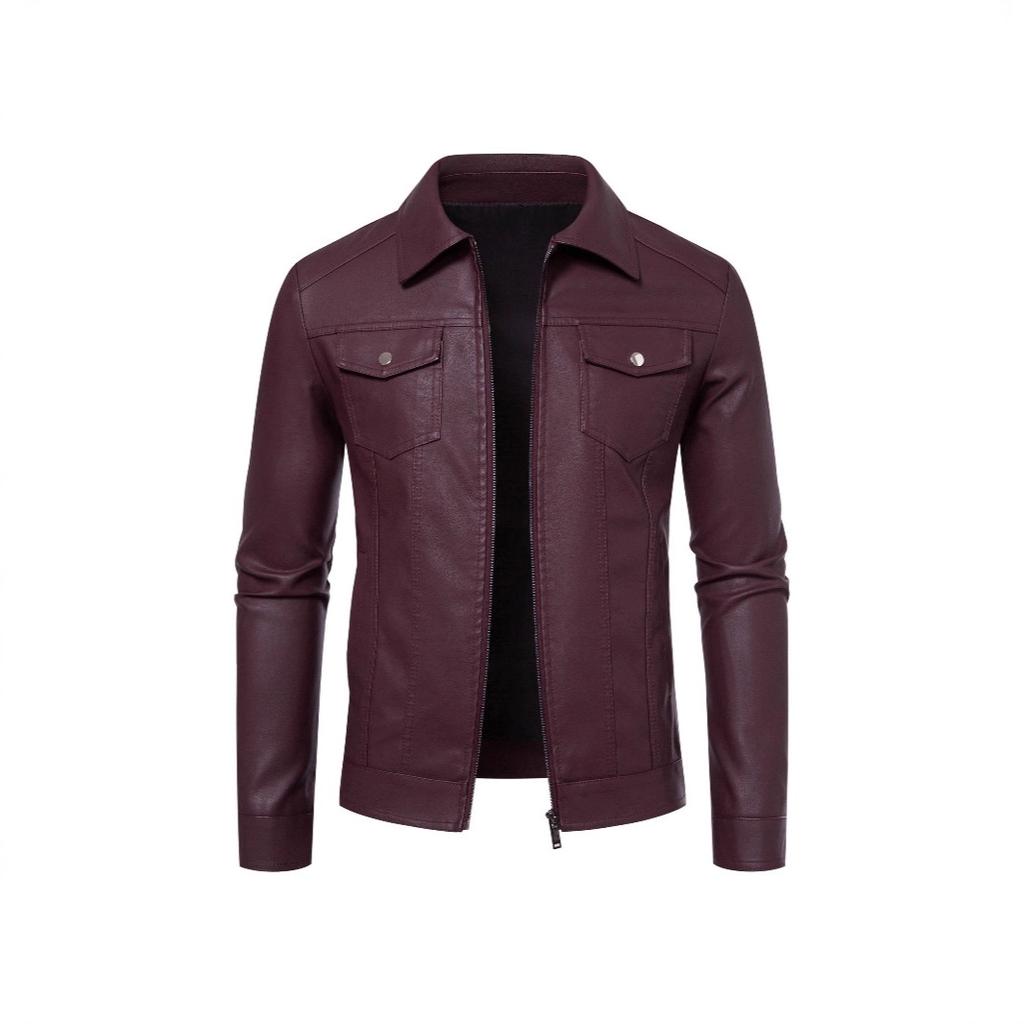 New Spring, Autumn and Winter Slim Trend Fleece Thickened Locomotive Jacket Men's Leather Jacket